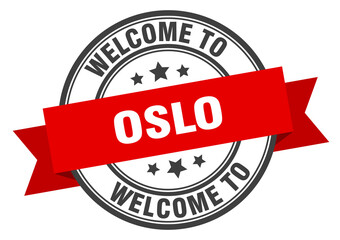 Oslo stamp. welcome to Oslo red sign