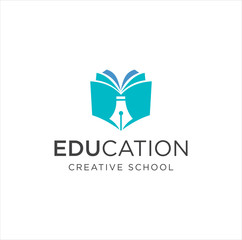 Book pen Logo Vector Design Illustration . Education logo design template