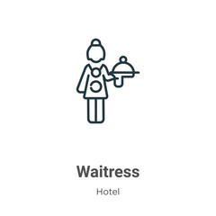 Fototapeta premium Waitress outline vector icon. Thin line black waitress icon, flat vector simple element illustration from editable restaurant concept isolated on white background