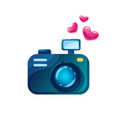 A camera for lovers in cartoon syle.
