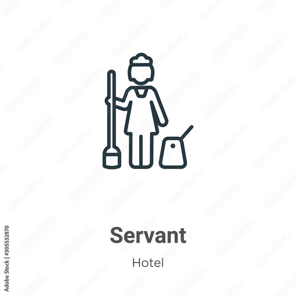 Poster servant outline vector icon. thin line black servant icon, flat vector simple element illustration f
