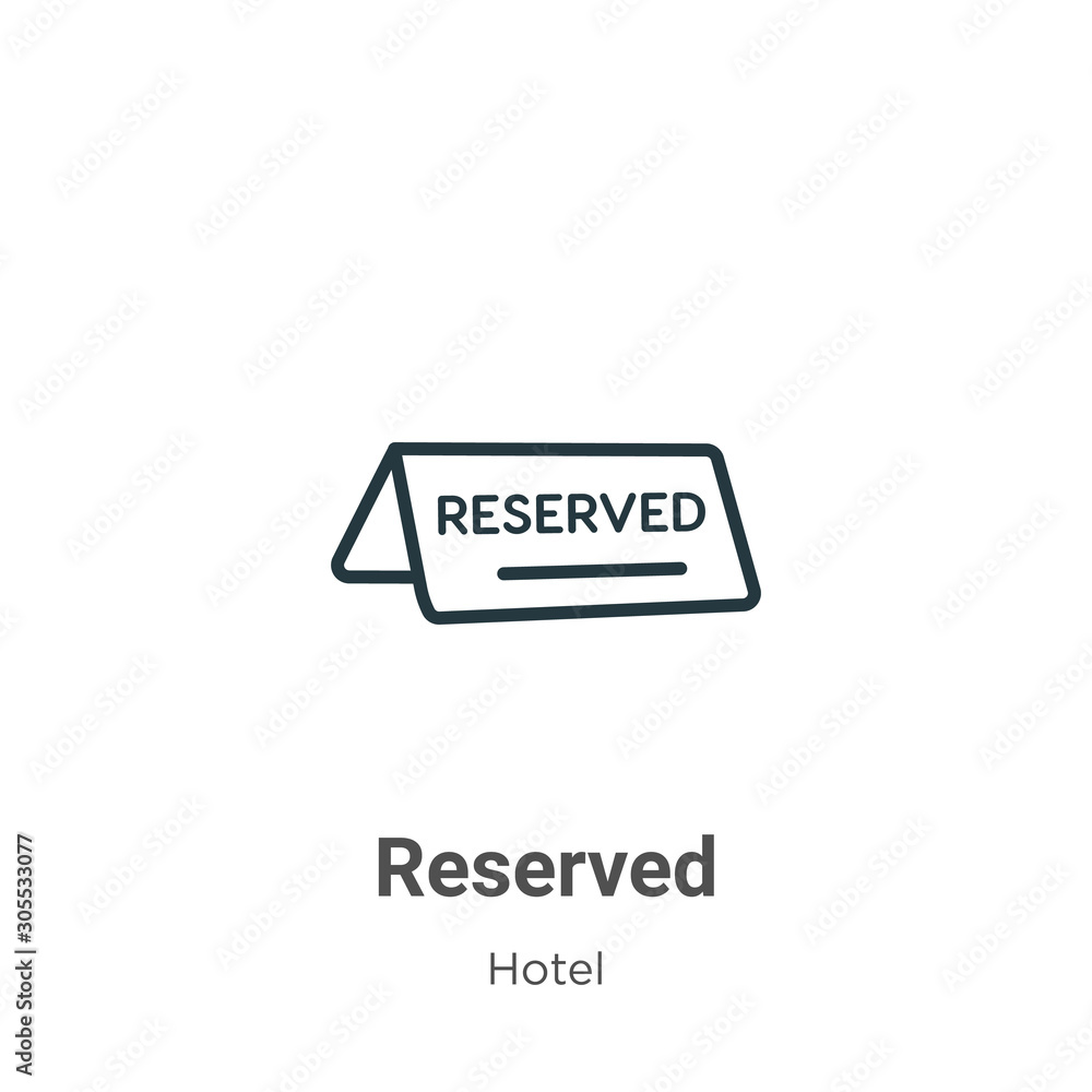 Poster reserved outline vector icon. thin line black reserved icon, flat vector simple element illustration