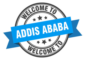 Addis Ababa stamp. welcome to Addis Ababa blue sign