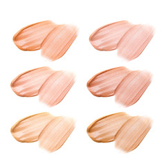 Foundation for face isolated on white. Smears of tonal cream.