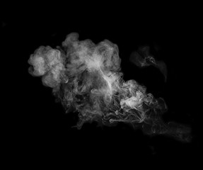 Photo of white smoke isolated on a black background