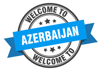 Azerbaijan stamp. welcome to Azerbaijan blue sign