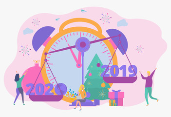 Obraz na płótnie Canvas People celebrate the new year 2020. Metaphor of carporative celebrations. Office workers celebrate the holiday