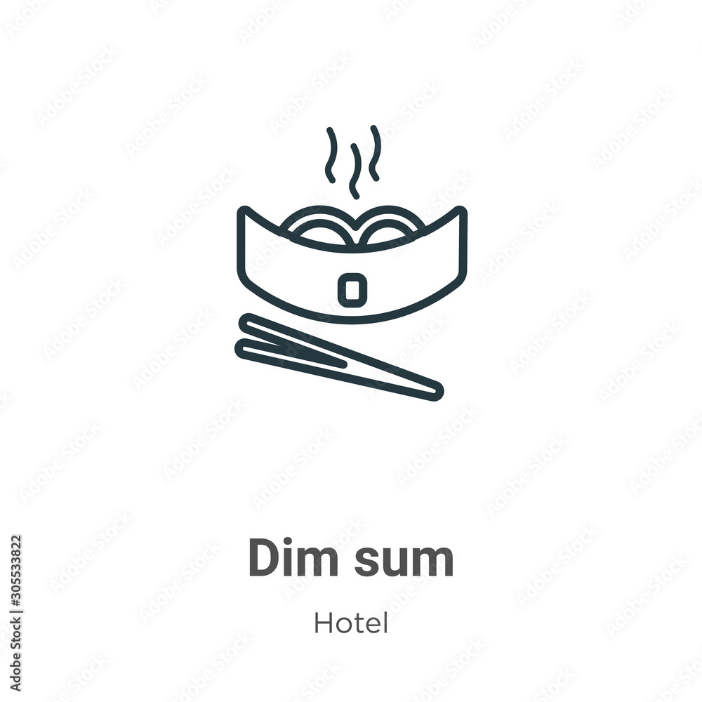 Poster dim sum outline vector icon. thin line black dim sum icon, flat vector simple element illustration f