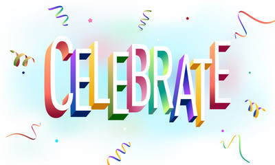 Colorful illustration of "Celebrate" word