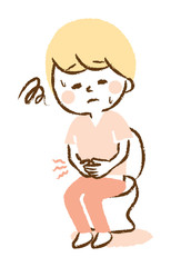 Illustration that young man endures stomachache