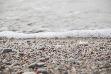 lot of pebbles on the beach close up