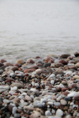 wet pebbles on the beach