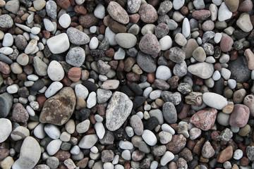 lot of smooth pebbles on the beach