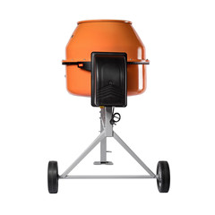 Orange concrete mixer isolated on the white background