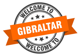 Obraz premium Gibraltar stamp. welcome to Gibraltar orange sign
