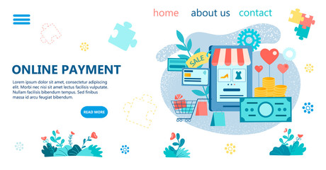 Online Payment Concept Banner Vector Illustration