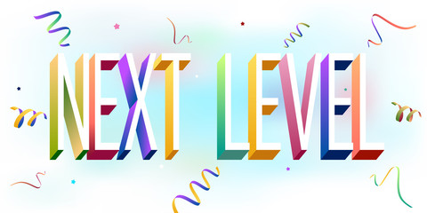 Colorful illustration of "Next Level" text
