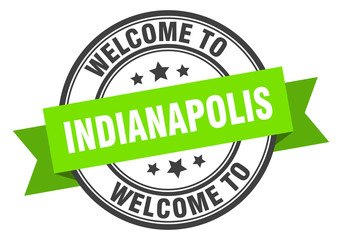 Indianapolis stamp. welcome to Indianapolis green sign