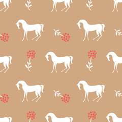 Horse seamless pattern design. Vector illustration.