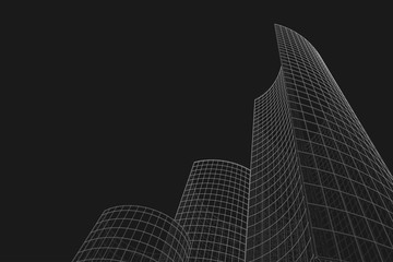 architecture building linear 3d illustration