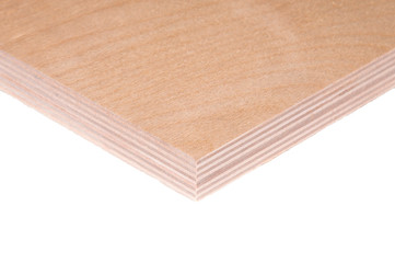 construction wood polished plywood insulated on white background for building constraction or repair