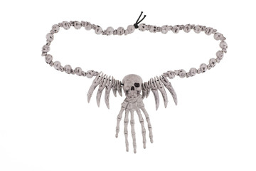 bone shaman necklace on white background