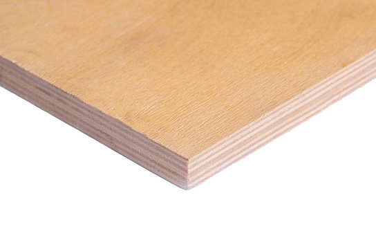 construction wood polished plywood insulated on white background for building constraction or repair