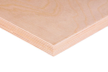 construction wood polished plywood insulated on white background for building constraction or repair
