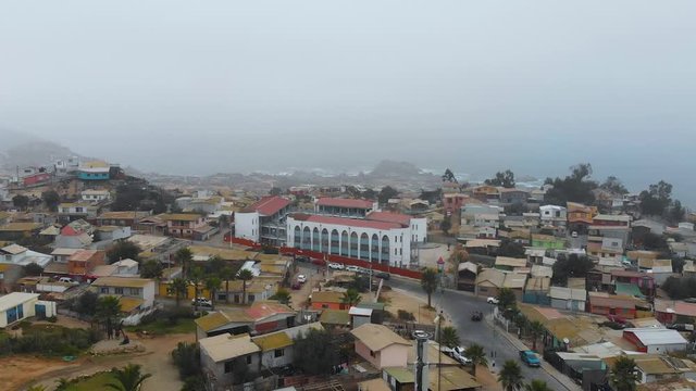 Coquimbo port city in Chile (aerial view, drone footage)