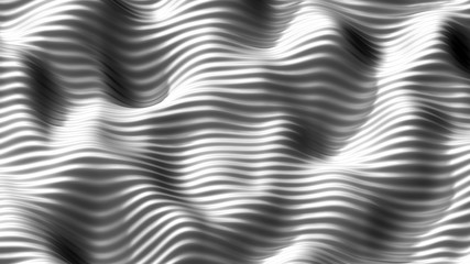 Abstract Deformed Greyscale Surface with Horizontal Ripples - 3D Rendering