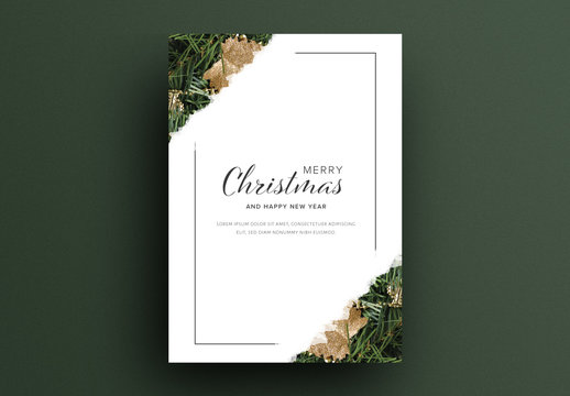 Christmas Card Layout with Seasonal Ornaments