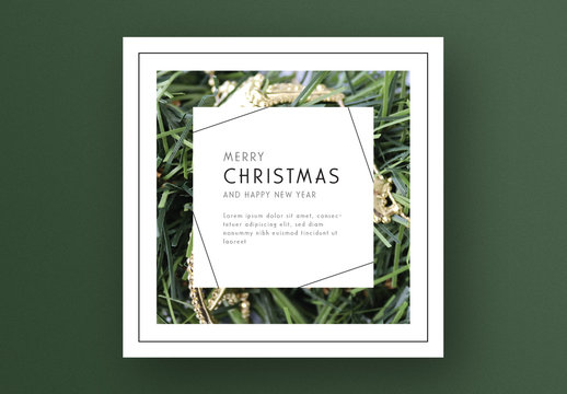 Seasonal Christmas Card Layout with Greenery Frame