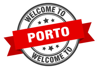 Porto stamp. welcome to Porto red sign