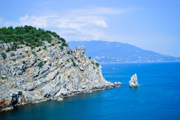 Black Sea. Crimea. Coast. Bird home. Temple on the mountain. One summer