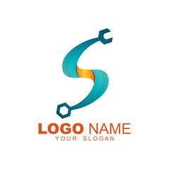 Letter S logo with repair symbol