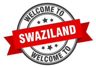Swaziland stamp. welcome to Swaziland red sign