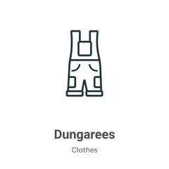 Dungarees outline vector icon. Thin line black dungarees icon, flat vector simple element illustration from editable concept isolated on white background