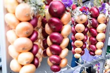 close up of onions at the traditional Swiss Festival in Bern, called 