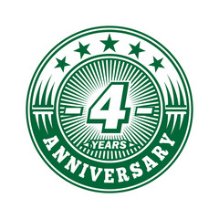 4 years logo. Four years anniversary celebration logo design. Vector and illustration.