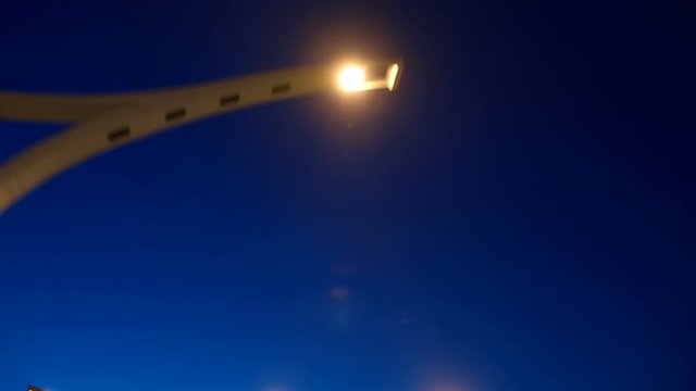 New stylish expressway Western Speed Diameter in St. Petersburg at night. Road lights have a beautiful shape