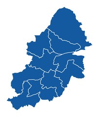 Outline blue map of Birmingham