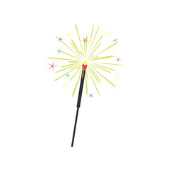 sparkler. Symbol of christmas and new year. Vecton illustration on a white background.