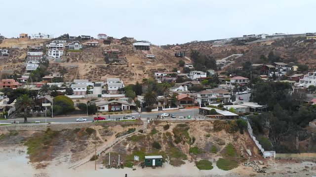 Coquimbo port city in Chile (aerial view, drone footage)
