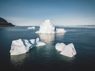 An Iceberg Of Colossal Size In The Form Of A Castle seen from above aerial. Floats In The Cold...