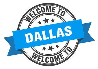 Dallas stamp. welcome to Dallas blue sign