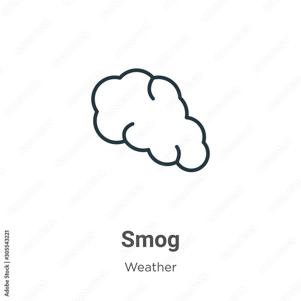Poster smog outline vector icon. thin line black smog icon, flat vector simple element illustration from ed