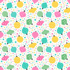 Seamless vector pattern with Christmas ornaments.
