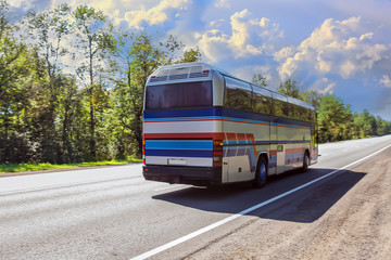 Bus Moves on Country Road