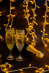 New Year celebration champaine an lights