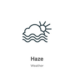 Haze outline vector icon. Thin line black haze icon, flat vector simple element illustration from editable weather concept isolated on white background